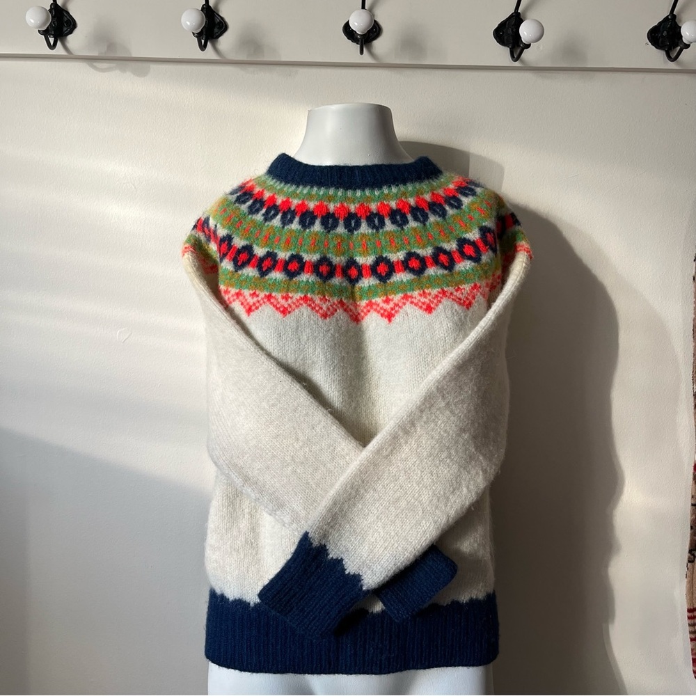 Vintage wool Icelandic women’s small Patterned Knit Sweater apres ski - Picture 4 of 11